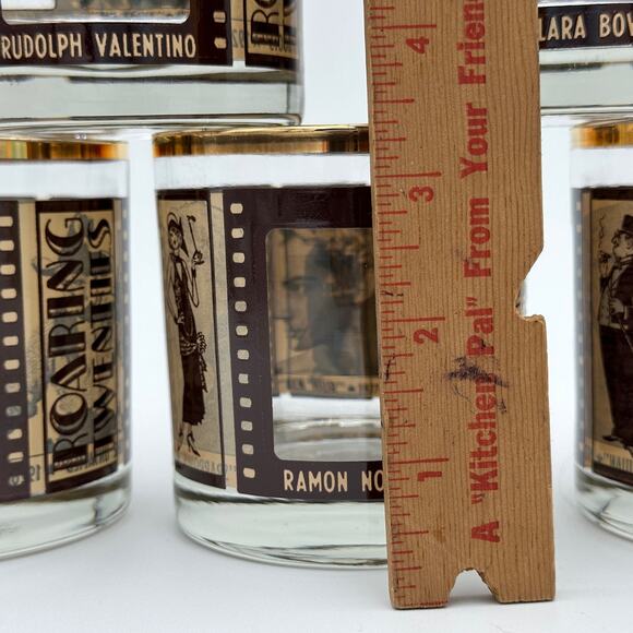 Vintage Roaring Twenties Movie Film Glasses Double Old Fashioned Set of 6 - Picture 6 of 9